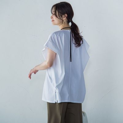 tシャツ 「WEB限定」タックデザインカットソー 「接触冷感／洗濯機OK」 レディース WEB限定】タックデザインカットソー ≪接触冷感／洗濯機OK