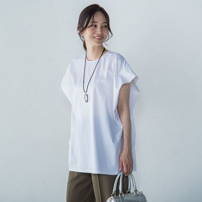 WEB限定】タックデザインカットソー ≪接触冷感／洗濯機OK