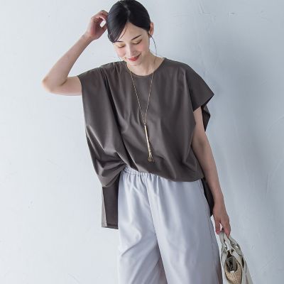 WEB限定】タックデザインカットソー ≪接触冷感／洗濯機OK