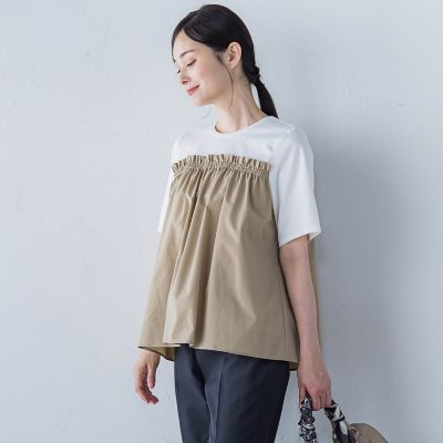 ＜LAUTREAMONT (Women)＞【晴れ軽】撥水ＵＶドッキングカットソー≪ＵＶ／接触冷感／撥水性／洗濯機で洗える≫