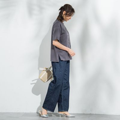 LAUTREAMONT / ロートレアモン スムースストレッチカットソー≪洗濯機で洗える≫ クールタッチギャザーネックカットソー≪洗濯機で洗える
