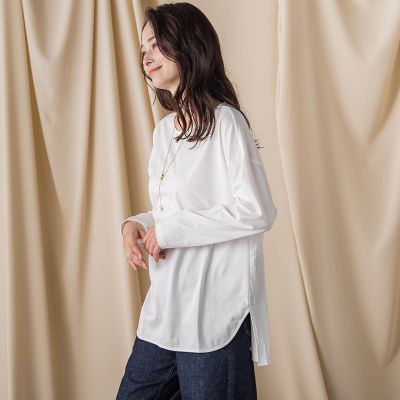 WEB限定】汗じみ防止スムースロングTシャツ ≪洗える／接触冷感