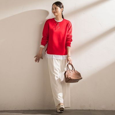 WEB限定】《暖色美》裏起毛クルーネックトップス≪手洗い