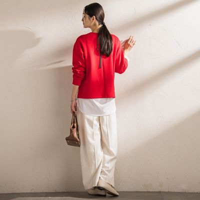 しゅん 極暖伸縮RED起毛CLASSIC 3ｘ3ｍｍオーダー料込 WEB限定】《暖色美》裏起毛クルーネックトップス≪手洗い