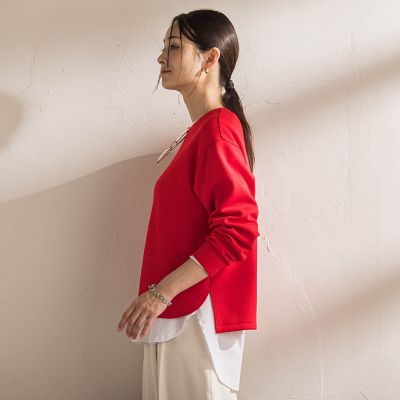 WEB限定】《暖色美》裏起毛クルーネックトップス≪手洗い