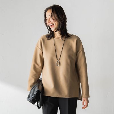 WEB限定】裏毛布クルーネックプルオーバー≪毛玉防止・ストレッチ