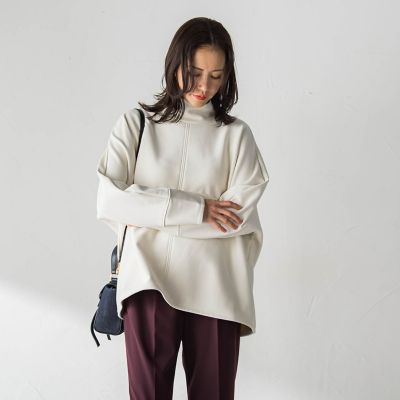 ＜LAUTREAMONT (Women)＞【ＷＥＢ限定】裏毛布スタンドネックプルオーバー≪毛玉防止・ストレッチ≫