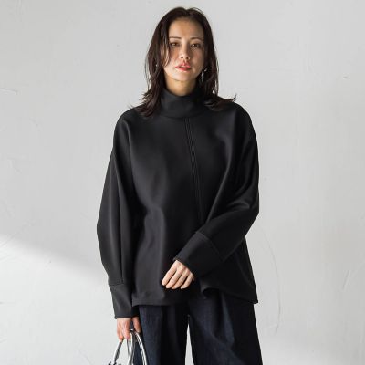 リラクス スタンドネックプルオーバー <ブラック> 38 WEB限定】裏毛布スタンドネックプルオーバー≪毛玉防止・ストレッチ