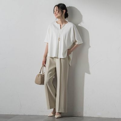 WEB限定】≪夏の体型カバーに≫タックフレアカットソー 