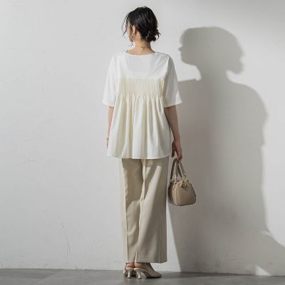 WEB限定】≪夏の体型カバーに≫タックフレアカットソー 