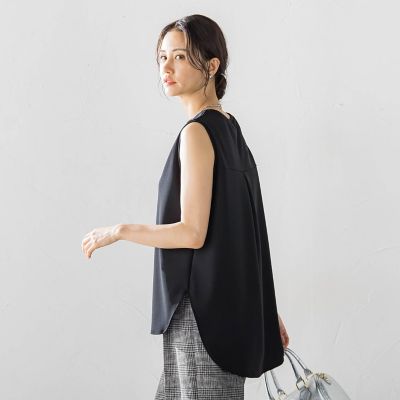 OMMO レイヤードリブタンク アシメ 黒 バッククロス D531 WEB限定】季節をつなぐレイヤードタンク | LAUTREAMONT (Women