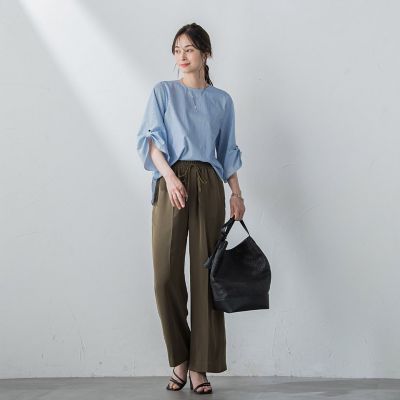 【ＷＥＢ限定】【３サイズ】リラックス×きれいサテンパンツ≪セットアップ対応≫≪接触冷感／洗える≫