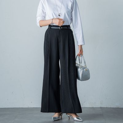 タックワイドストライプパンツ≪洗濯機で洗える≫