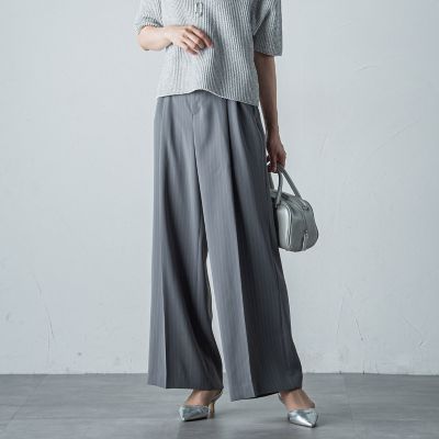 タックワイドストライプパンツ≪洗濯機で洗える≫
