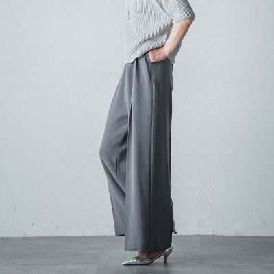 タックワイドストライプパンツ≪洗濯機で洗える≫