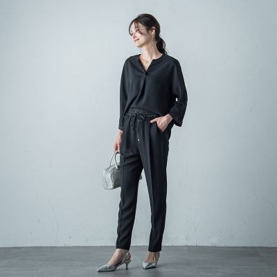 ジョーゼットテーパードパンツ≪洗濯機で洗える≫