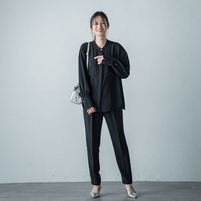 ジョーゼットテーパードパンツ≪洗濯機で洗える≫