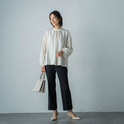 【ＷＥＢ＆一部店舗限定】カットジョーゼットセミフレアパンツ≪洗える≫
