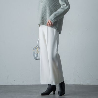 カタログ掲載】両面起毛ストレッチワイドパンツ≪洗える
