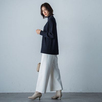 【カタログ掲載】両面起毛ストレッチワイドパンツ≪洗える≫