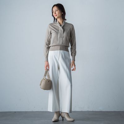 【カタログ掲載】両面起毛ストレッチワイドパンツ≪洗える≫