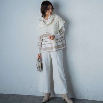 【カタログ掲載】両面起毛ストレッチワイドパンツ≪洗える≫