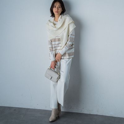 【カタログ掲載】両面起毛ストレッチワイドパンツ≪洗える≫