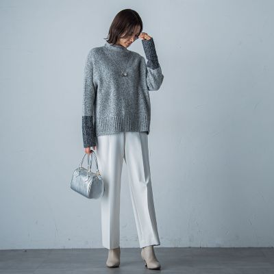 【カタログ掲載】両面起毛ストレッチワイドパンツ≪洗える≫