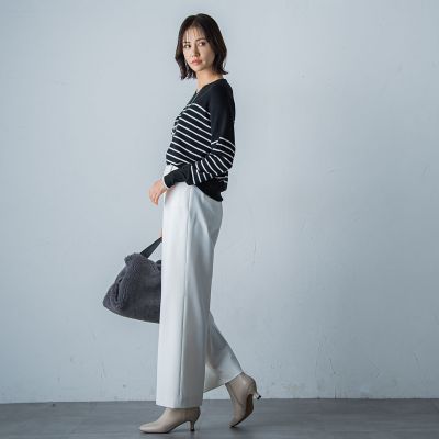 【カタログ掲載】両面起毛ストレッチワイドパンツ≪洗える≫
