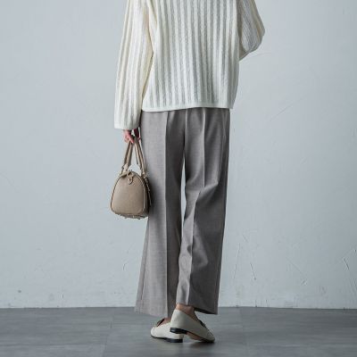【カタログ掲載】両面起毛ストレッチワイドパンツ≪洗える≫