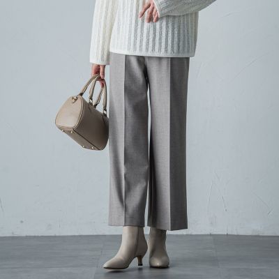 【カタログ掲載】両面起毛ストレッチワイドパンツ≪洗える≫