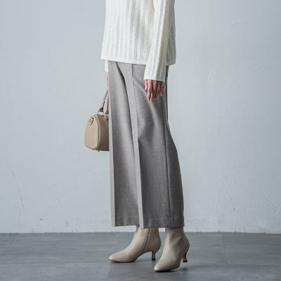 【カタログ掲載】両面起毛ストレッチワイドパンツ≪洗える≫
