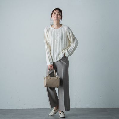 【カタログ掲載】両面起毛ストレッチワイドパンツ≪洗える≫