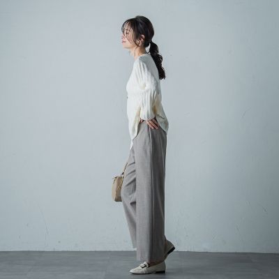 【カタログ掲載】両面起毛ストレッチワイドパンツ≪洗える≫