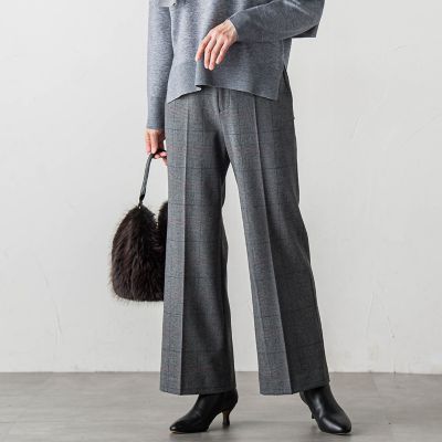 【カタログ掲載】両面起毛ストレッチワイドパンツ≪洗える≫