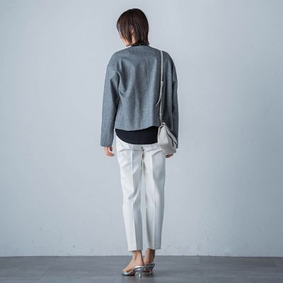 両面起毛ストレッチテーパードパンツ≪洗える≫