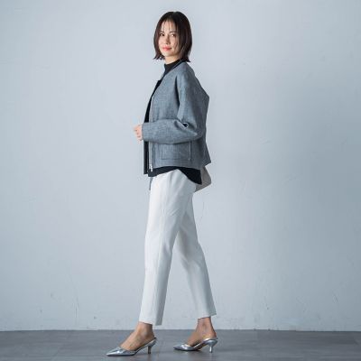 両面起毛ストレッチテーパードパンツ≪洗える≫