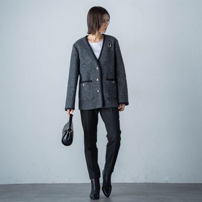 両面起毛ストレッチテーパードパンツ≪洗える≫