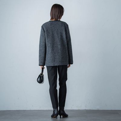 両面起毛ストレッチテーパードパンツ≪洗える≫