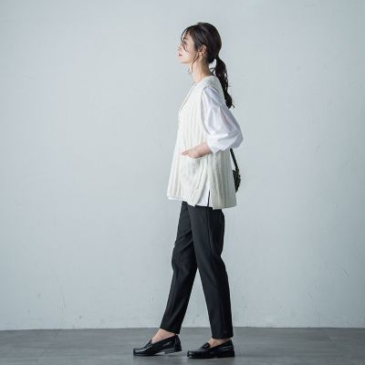 両面起毛ストレッチテーパードパンツ≪洗える≫