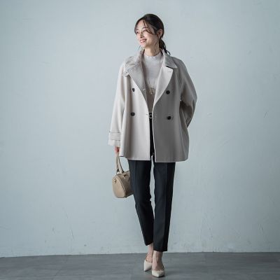 両面起毛ストレッチテーパードパンツ≪洗える≫