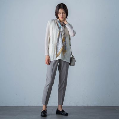両面起毛ストレッチテーパードパンツ≪洗える≫