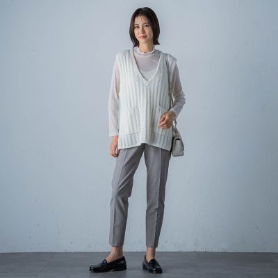 両面起毛ストレッチテーパードパンツ≪洗える≫