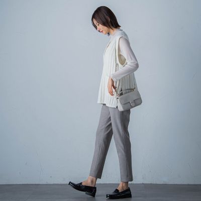 両面起毛ストレッチテーパードパンツ≪洗える≫