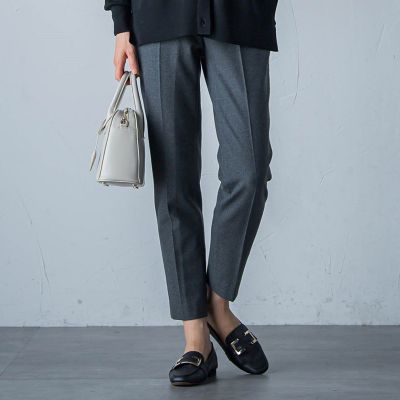 両面起毛ストレッチテーパードパンツ≪洗える≫