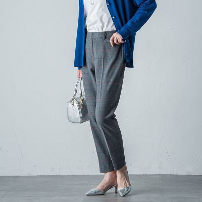 両面起毛ストレッチテーパードパンツ≪洗える≫