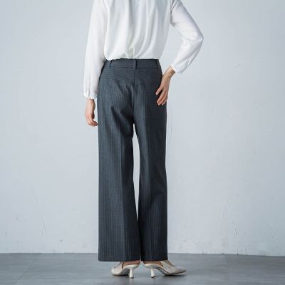 両面起毛ヘリンボンワイドパンツ≪洗濯機で洗える≫
