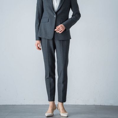 両面起毛ヘリンボンテーパードパンツ≪洗濯機で洗える≫
