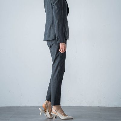 両面起毛ヘリンボンテーパードパンツ≪洗濯機で洗える≫