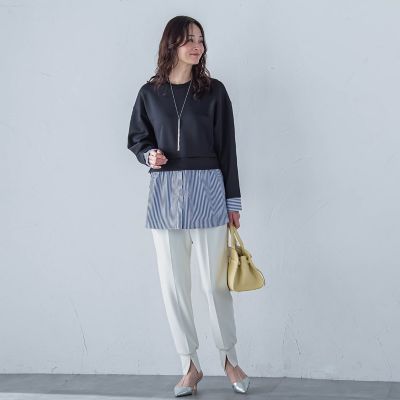 【一部店舗限定販売】レクチュールポンチパンツ≪洗濯機で洗える≫